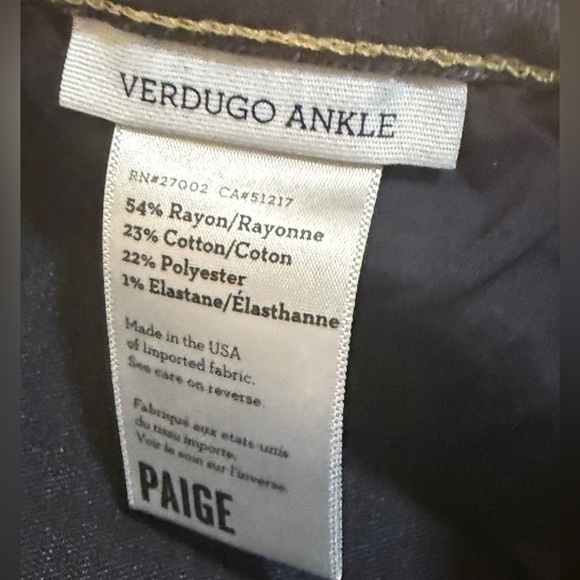 PAIGE Verdugo Ankle Dark Wash Skinny Jeans| Stretch Mid Rise - Picture 10 of 10